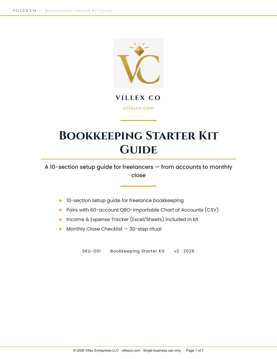 Bookkeeping Starter Kit, actual product page