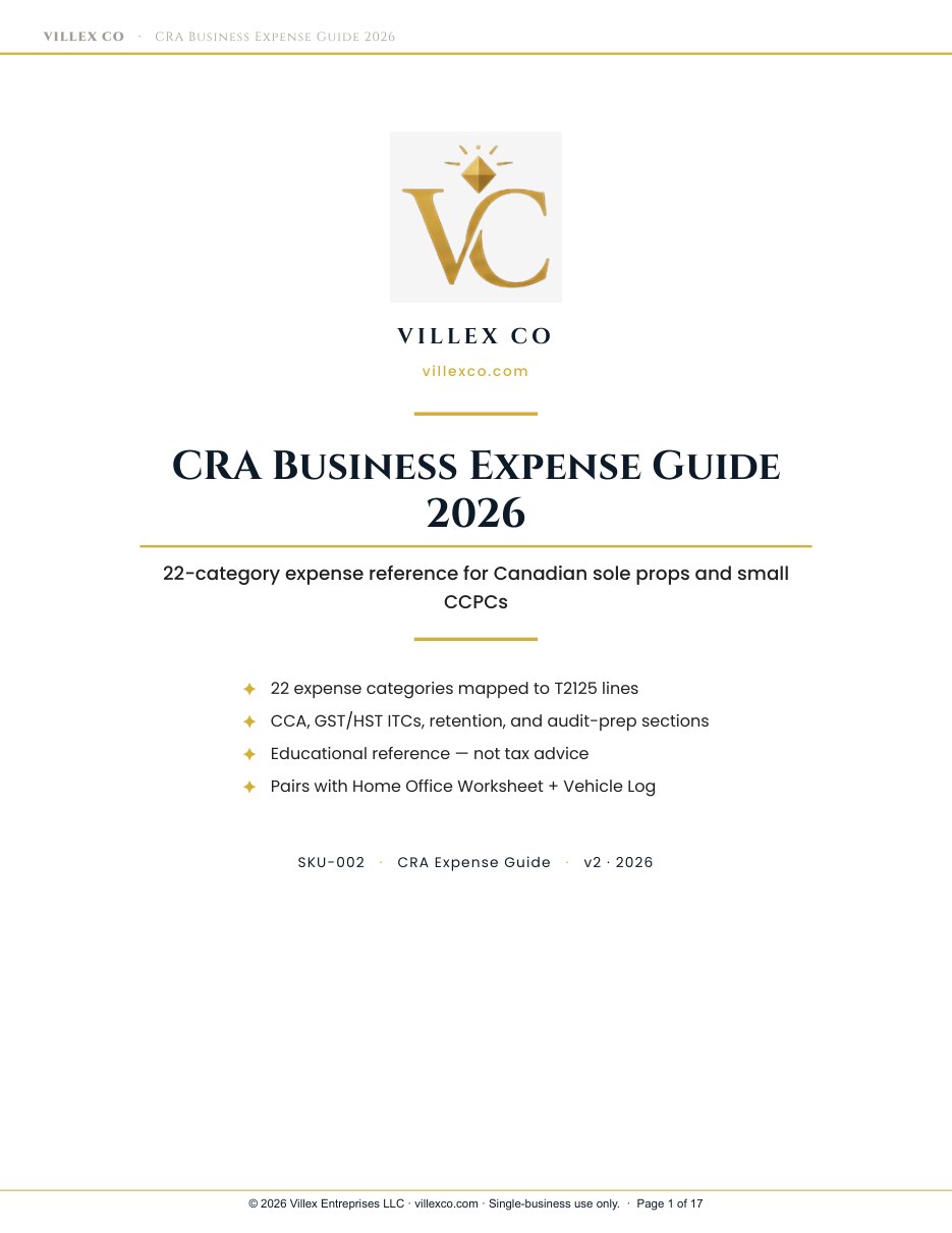 CRA Expense Guide, actual product page